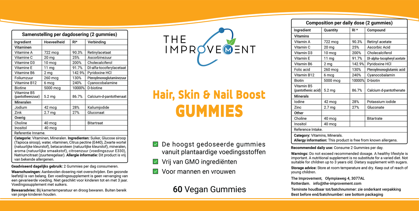 Hair, Skin and Nail Boost Gummies